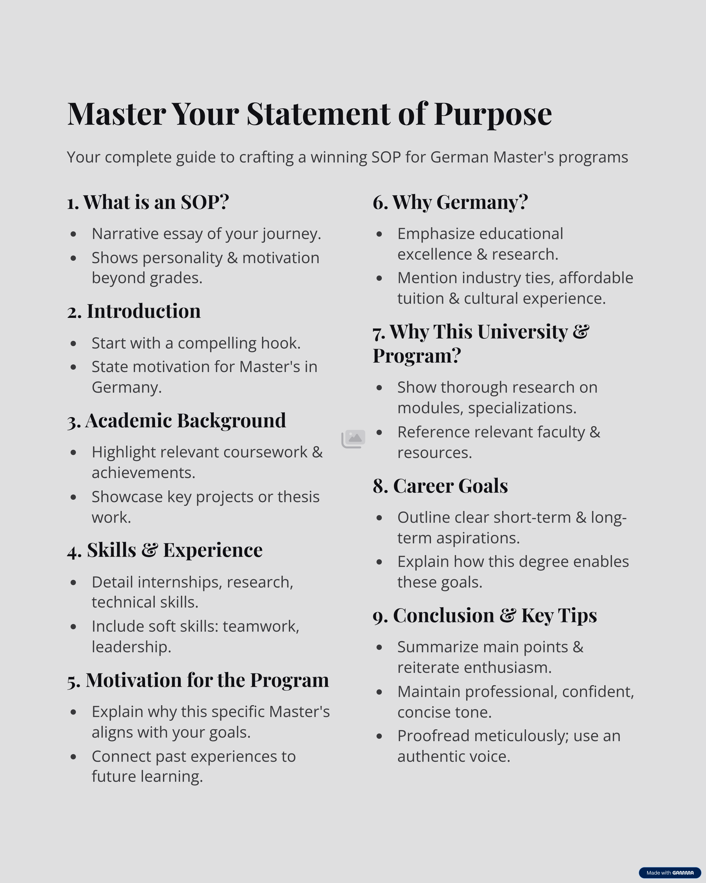 SOP Writing Framework